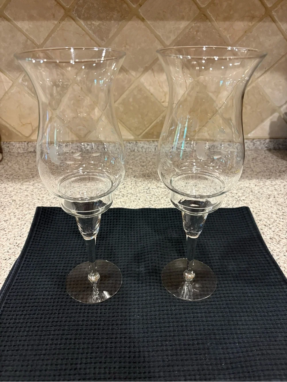Vintage Princess House Heritage crystal hurricane candle holders (pattern #428)